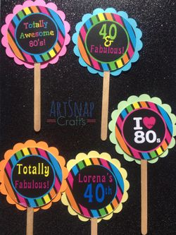 80s Cupcake Toppers