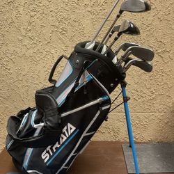 STRATA Full Set Man’s Club With Kick Stand Golf Bag (RH)Good Condition 