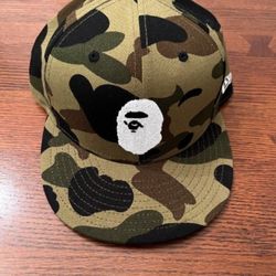 A Bathing Ape BAPE Ape Head Green Camo Fitted 7 3/4 100% Authentic  