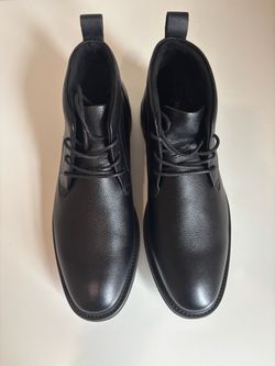 Black Leather Lace-Up Chukka Boots Men Size 8.5