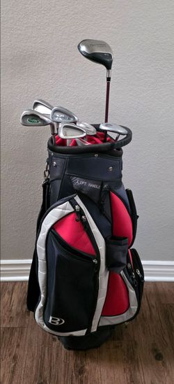 Golf set 10 Piece full with Taylormade Wilson various irons 6,7,8,9 Sand Wedge putter driver with Bennington cart bag