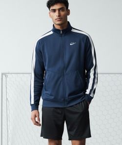 Nike Vintage Y2K Track Jacket Men’s Medium Full Front Zip Navy Blue white stripes