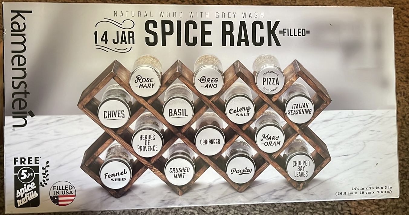 14 Jar Filled Spice Rack