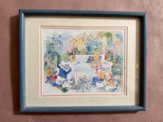 Vintage Pastel Watercolor Garden Print Art Wall Decor