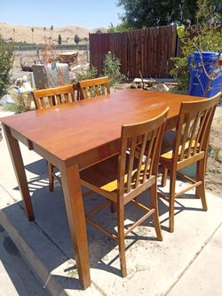 Oak table six chairs