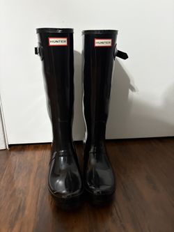 Hunter Original Tall Gloss Women's Rain Boots - Black, Size 10