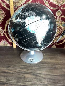 American Airlines Vintage MCM REPLOGLE 12 INCH STARLIGHT GLOBE - “ Black Seas “ METAL BASE EARTH