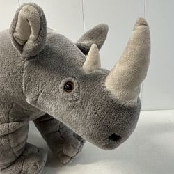 Melissa & Doug Grey Preowned Plush Stuffed Rhinoceros Animal