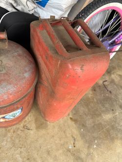 Vintage metal gas tank.