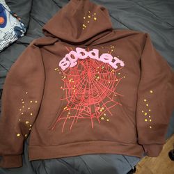 Sp5der Web Hoodie Brown And Pink (authentic)