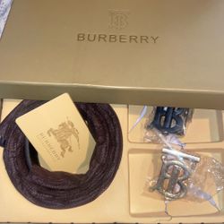 Burberry -check And Leather TB Belt