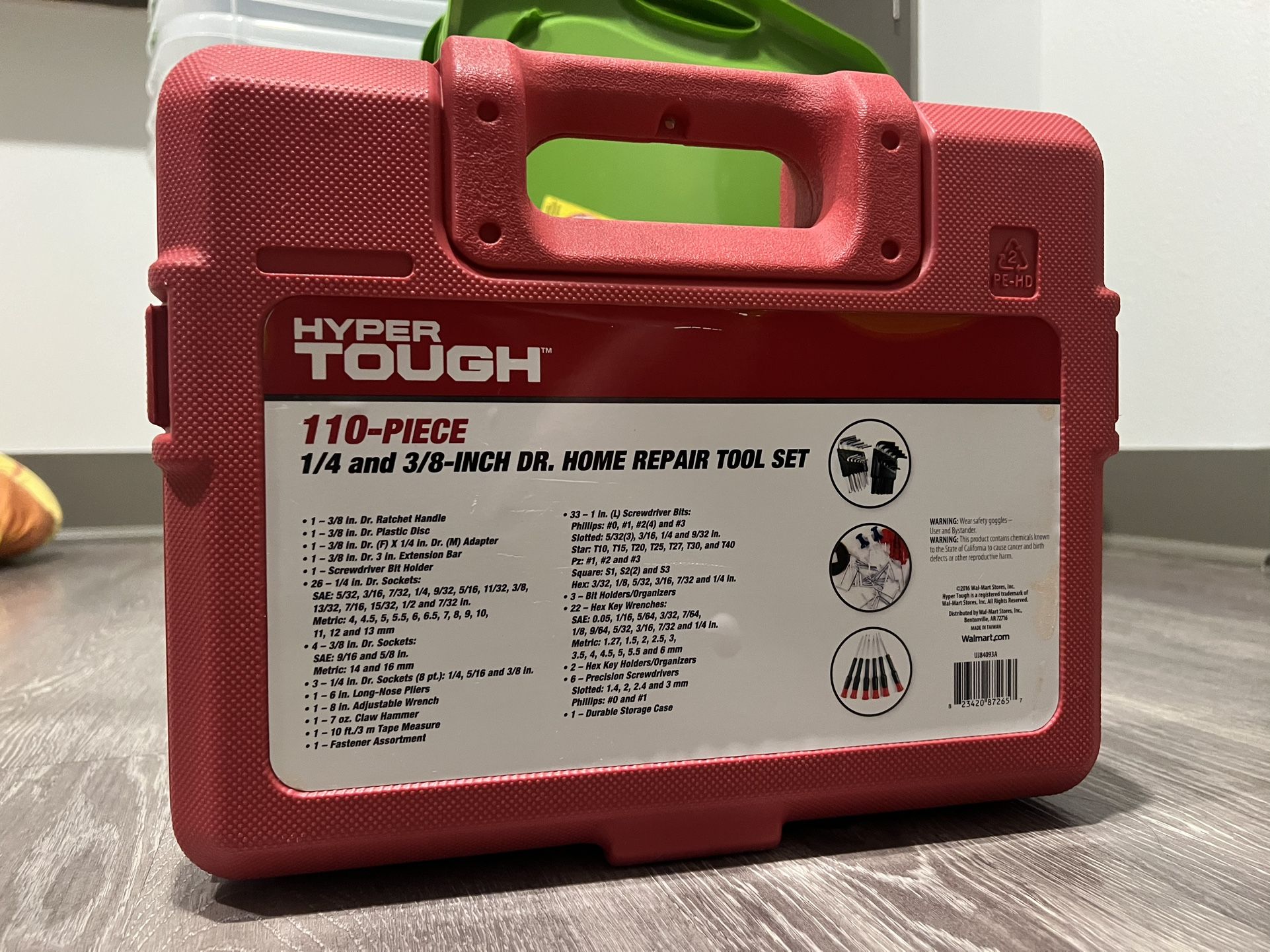 Hyper Tough 116-Piece Home Repair Tool Set w/ Tool Box (SAE & MM)
