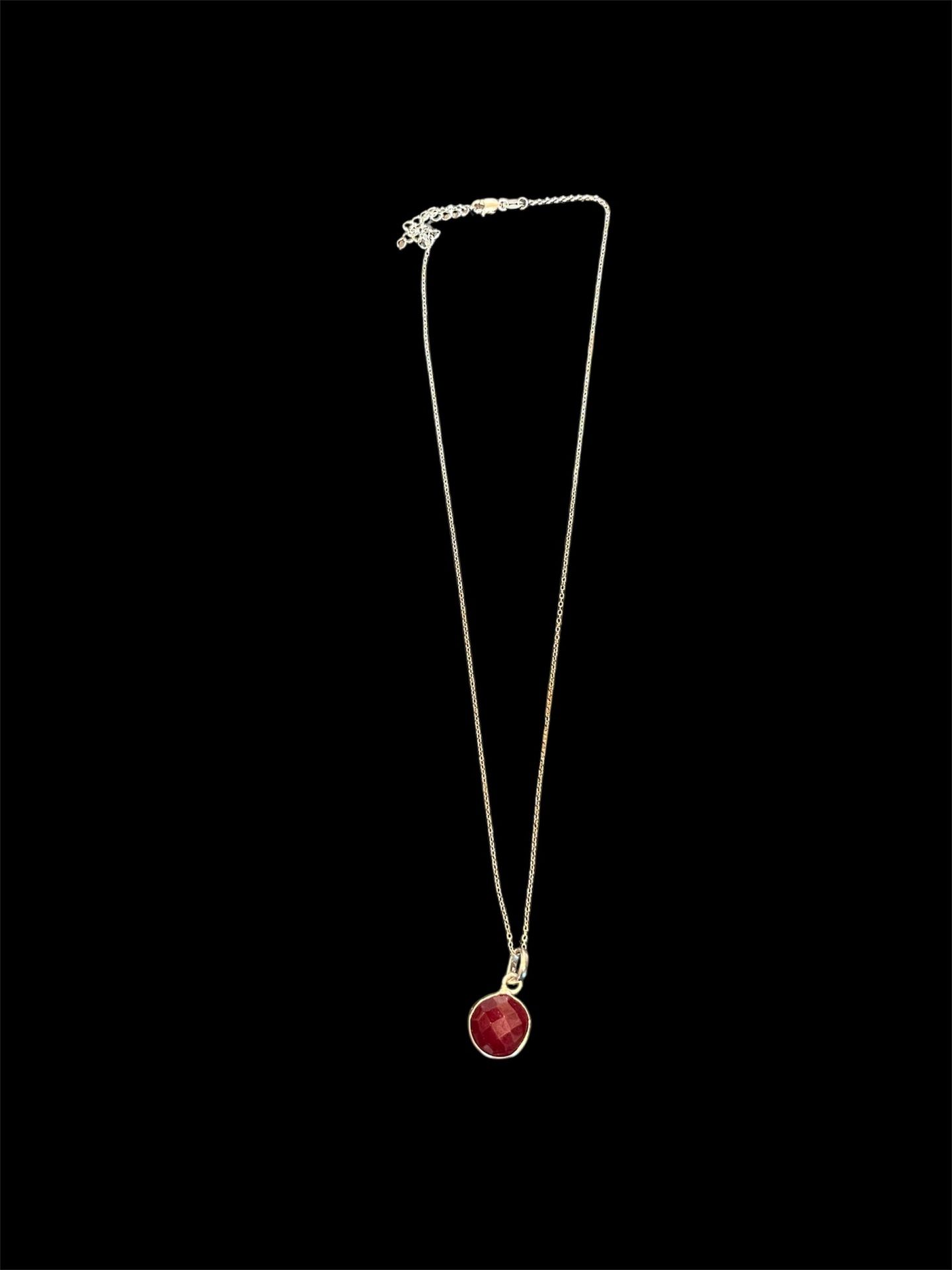 Sterling Silver Ruby Pendant Necklace New