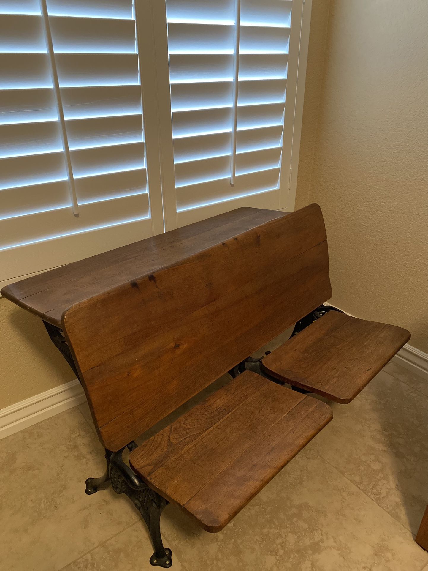 Double School desk - Solid maple Wood - Antique 