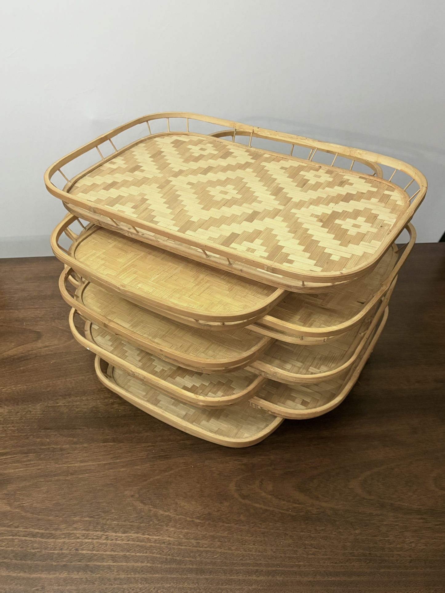 Vintage Bamboo Rattan Food Trays (8)