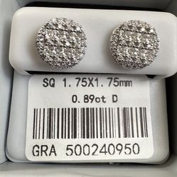 Moissanite 1.78 CT Round Earrings (New)