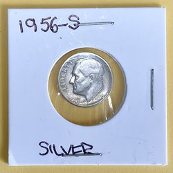 1956 - S.     Silver Circulated Roosevelt Dime.