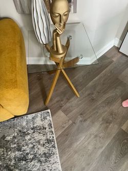 Glass table with one side table