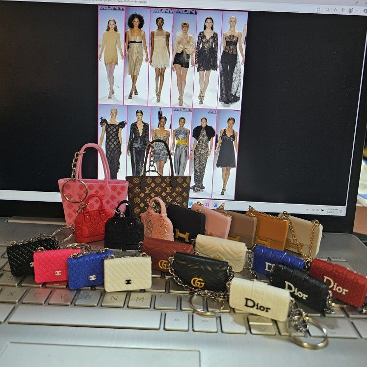 Designer Style Mini Handbag Keychains In Many Colors And Designs