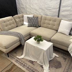 Sectional/Couch/Sofa, Mid century style, measures 100x77, color:Beiege, Delivery is available