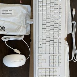 Mouse and Keyboard HP white new wired usb