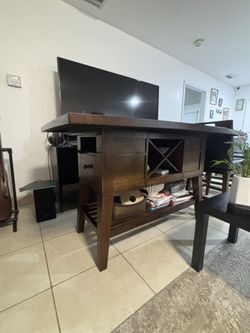 Italian Wood Dining Table— With Storage
