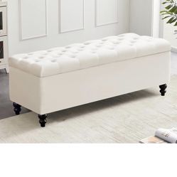 Ottoman with Storage, 51-Inch Storage Ottoman Bench with Button-Tufted, Bedroom 