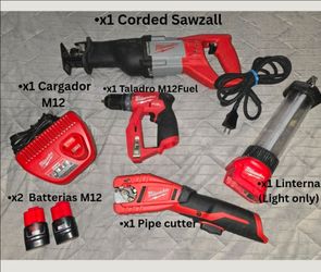 Herramientas Milwaukee/ Tool Lot – Sawzall, Drill, Pipe Cutter & More
