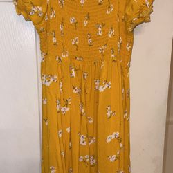 Woman yellow Dress With Flowers Medium 