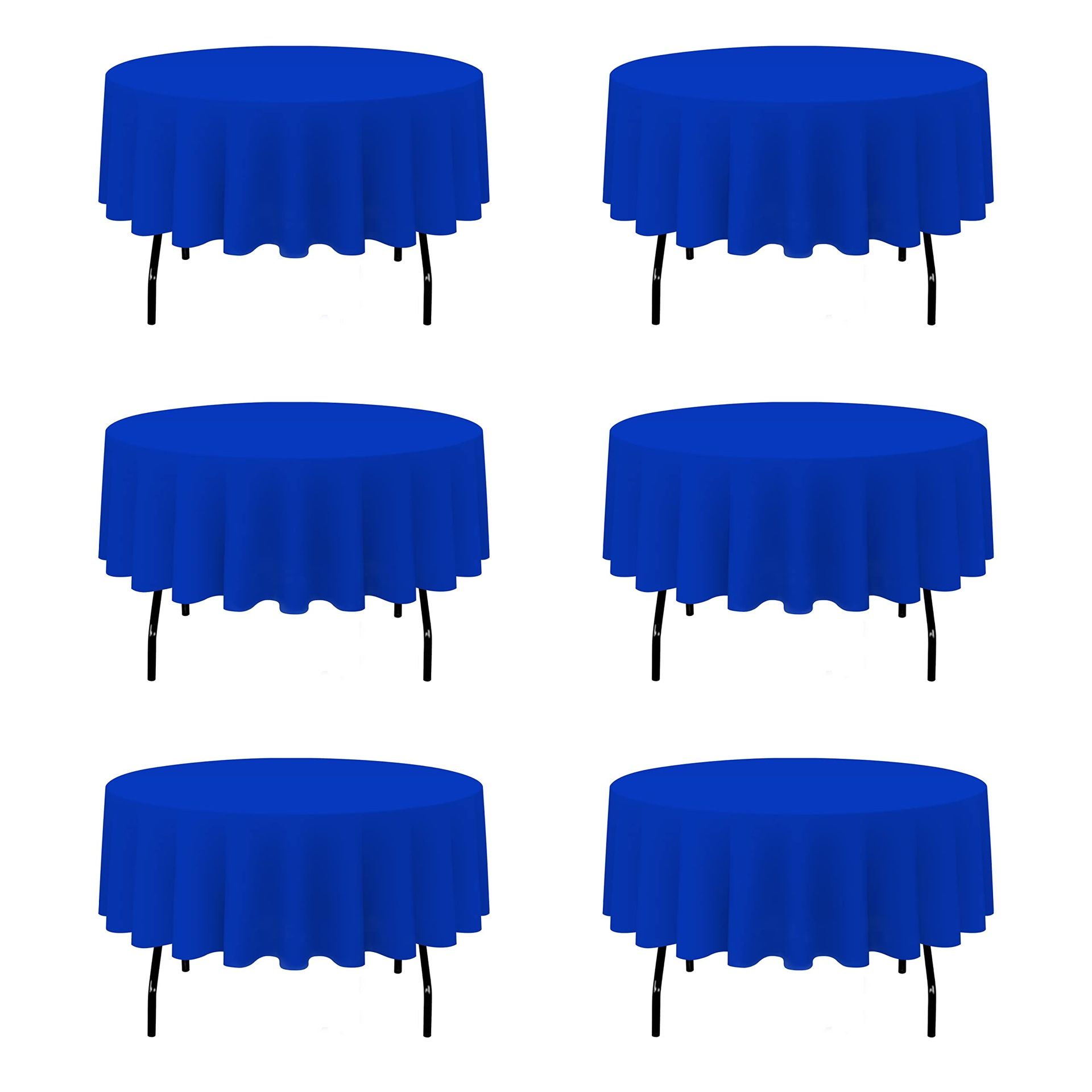 BRILLMAX 6 Pack Royal Blue Round Tablecloths 90 Inch - Circle Bulk Linen Polyester Fabric Washable Table Cloth Cover For Wedding Reception Banquet Bir