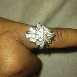 Diamond Cluster Cocktail Engagement Ring "925"Stamped