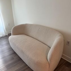 CB2 Loveseat (Cream , Boucle Fabric)