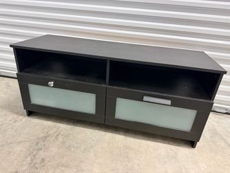 IKEA Black TV Stand with Frosted Glass Doors
