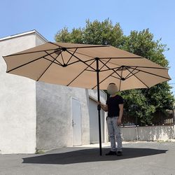 (Brand New) $85 Large 15FT Double Sided Outdoor Patio Umbrella, Crank Open/Close (Weight base not included) 