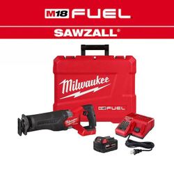 Milwaukee M18 FUEL 18V Lithium-Ion Brushless Cordless SAWZALL Reciprocating Saw Kit W/one 5.0 Ah Batteries, Charger and Case