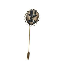 Unisex Boutonniere Pin Skeleton Skull Brooch – Gothic Victorian & Steampunk Aesthetic – "The Creole Cadaver"