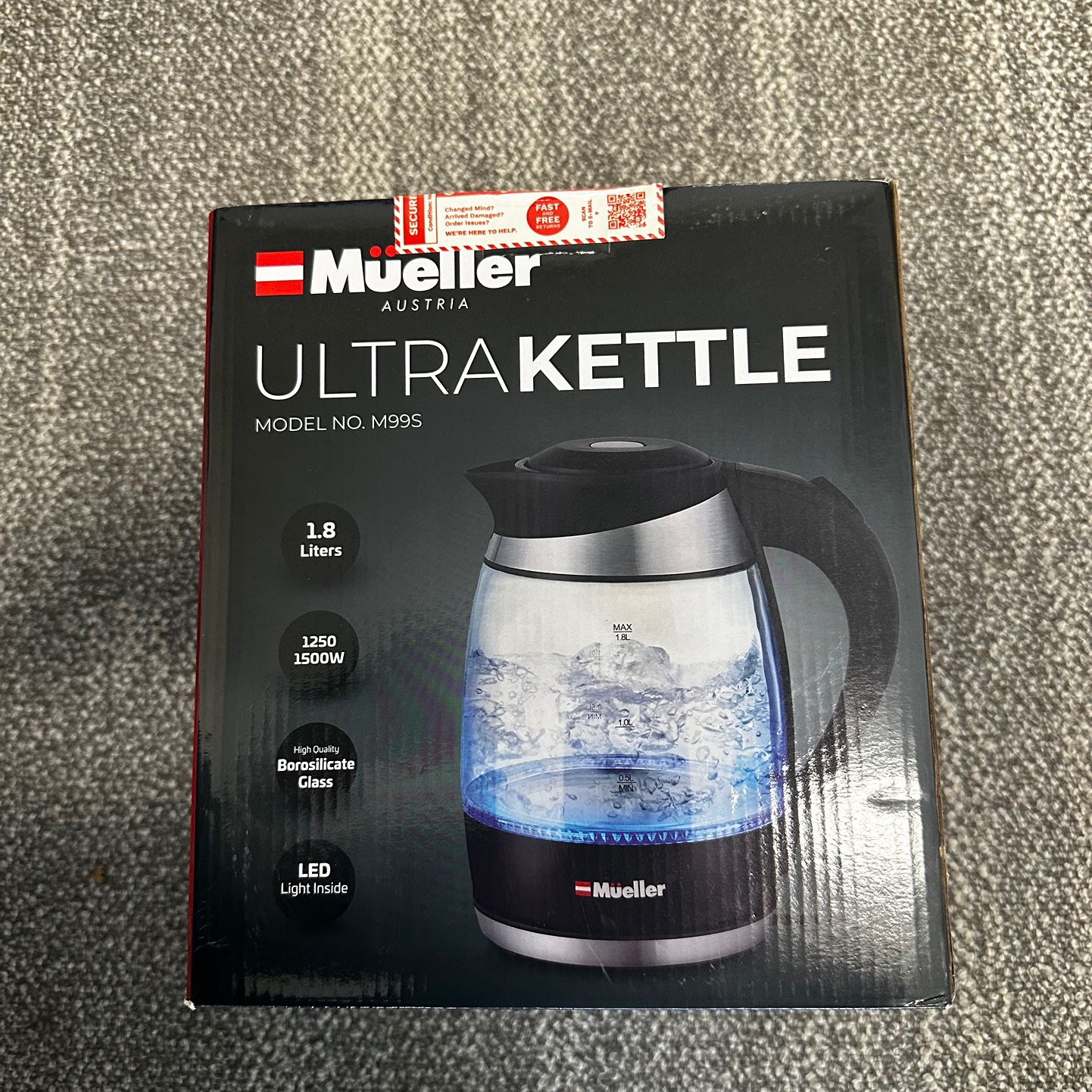 Mueller Austria Electric Kettle, 1.8L, Black