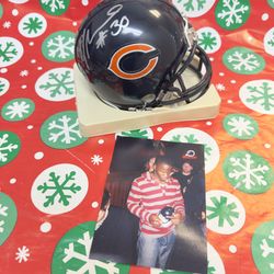 DJ Moore #30 Chicago Bears Autographed Mini helmet with picture
