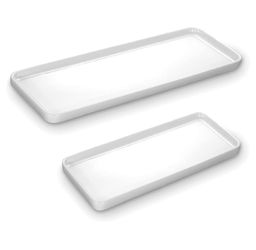 2-Pack Small White Vanity Tray, Ceramic Vanity Trays