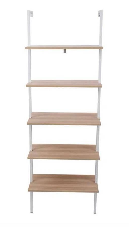 Modern Ladder Style Bookcase Wall Mounted 5 Shelves