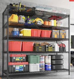 (G-2-8)Reibii 55.5"W Wire Shelves,3200 Lbs Heavy Duty Storage Shelves, Metal Shelves For Garage Kitchen Basement - 55.5" W X 18" D X 71" H / 1-Pack(in