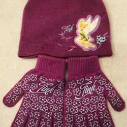 Pretty Pink Disney Tinkerbell Hat, Gloves and Scarf Set