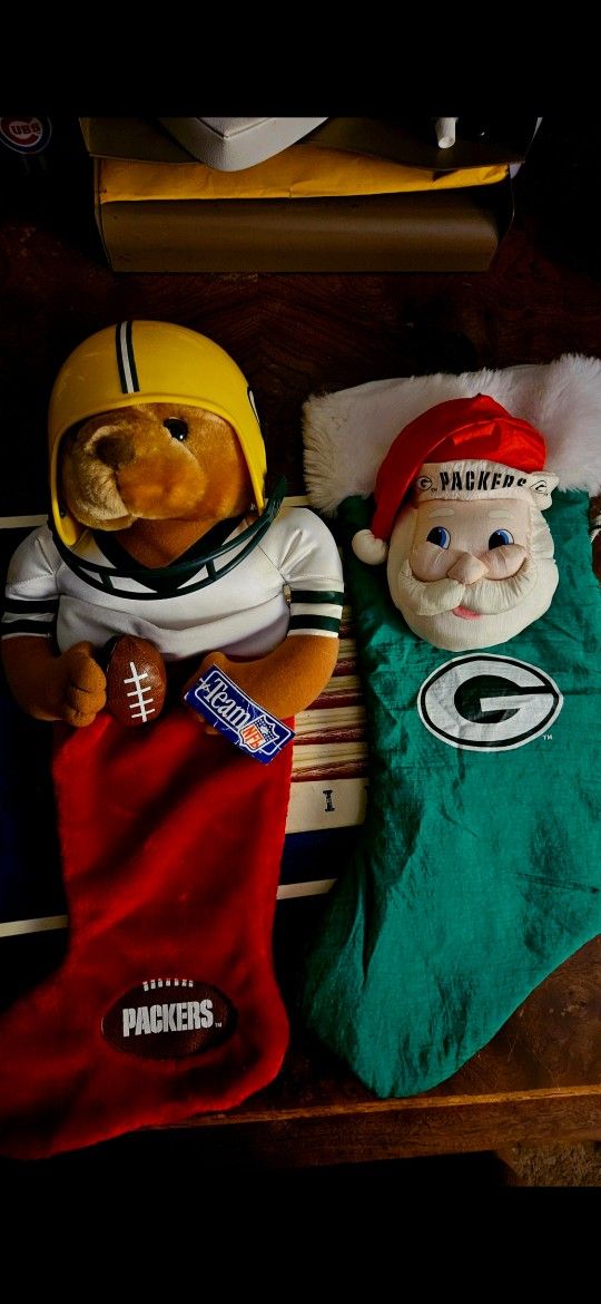 NFL, GREEN BAY PACKERS:(2×) CHRISTMAS STOCKING, FIRM.
