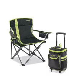 Uline Camp Chair and Cooler Combo - Black/Lime