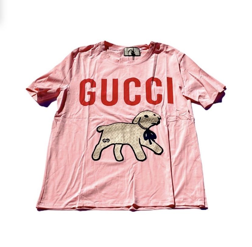 Gucci Lamb 3D emblem pink red T Shirt