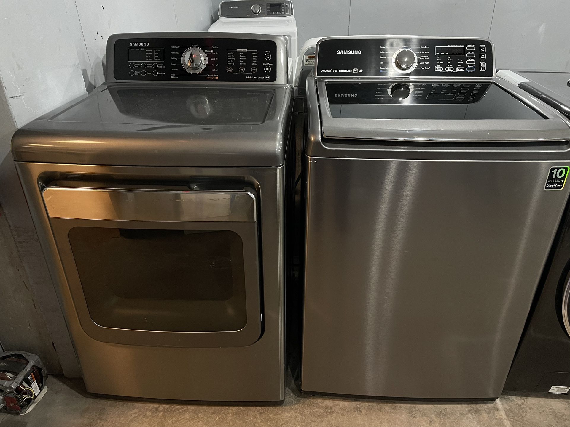 Samsung Set Washer And Dryer Electric Stainless Steel 