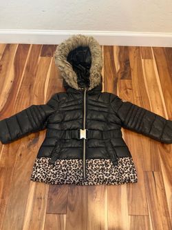 Kids Black Puffer Jacket with Faux Fur Hood