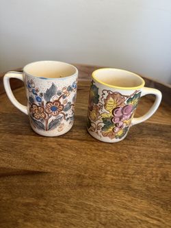 Two Handpainted Italian Cups