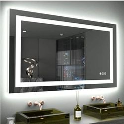 3786: New 40X24 LED Bathroom Mirror with Lights, Anti-Fog, Dimmable, Backlit + Front Lit, Lighted Bathroom Vanity Mirror for Wall, Memory Function, Te