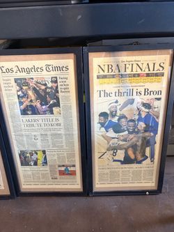 Framed LA Times Lakers 2020 NBA Championship Newspapers